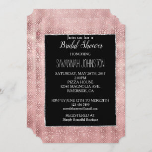 Glitzy Sparkle White Rose Gold Silver Invitation