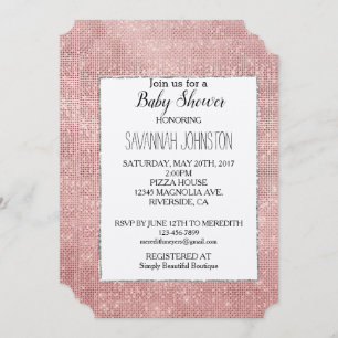 Glitzy Sparkle White Rose Gold Silver Invitation