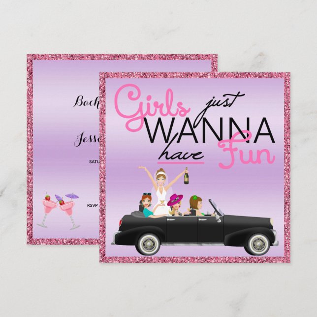 Glitzy Sparkles Bachelorette Invitation (Front/Back)