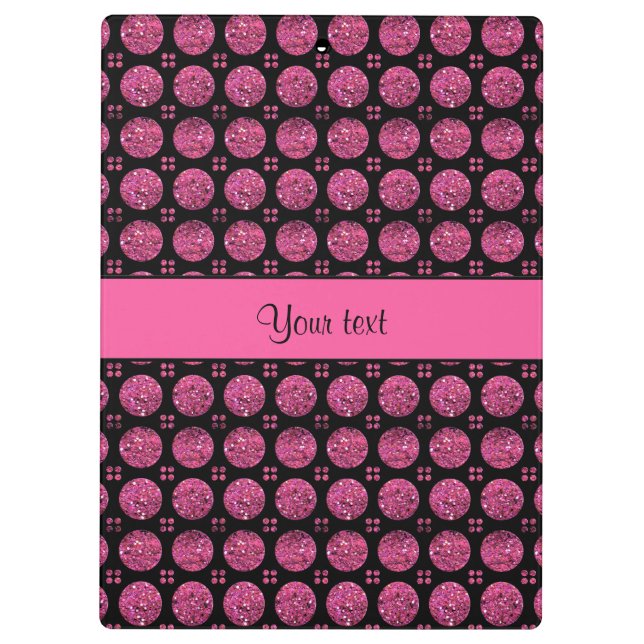 Glitzy Sparkly Hot Pink Glitter Buttons Clipboard (Back)