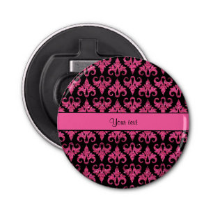 Glitzy Sparkly Hot Pink Glitter Damask Bottle Opener