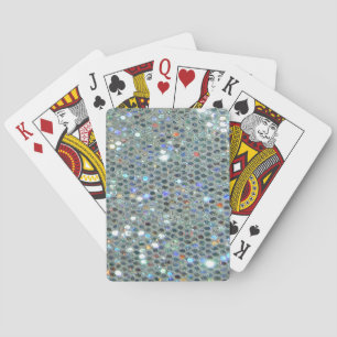 Glitzy Sparkly Silver Glitter Bling Playing Cards