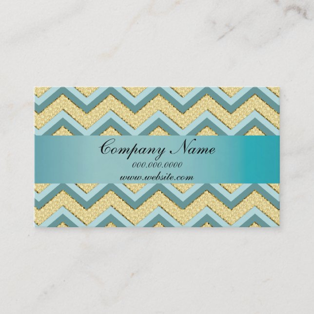 Glitzy Topaz  Zigzag Pocket 2019 Calendar Business Card (Front)