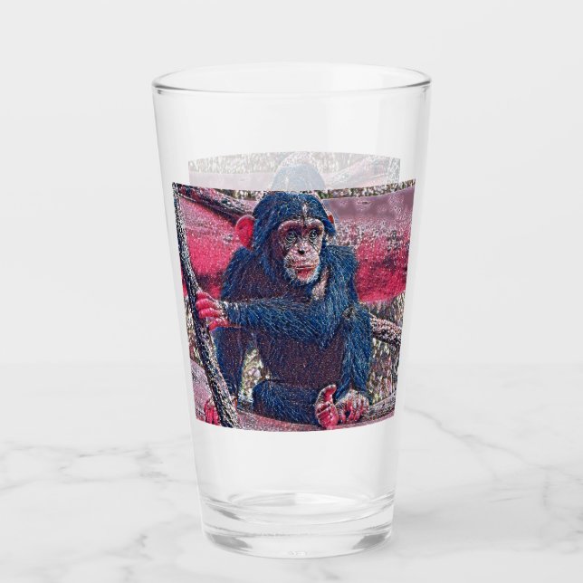 GlitzyAnimal_Chimpanzee_001 Glass (Front)