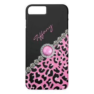Glitzzy Pink Jaguar Print iPhone 7 Plus Case