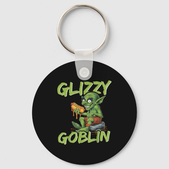 Glizzy Goblin Funny Glizzy Gobbler Hot Dog Lover  Key Ring (Front)
