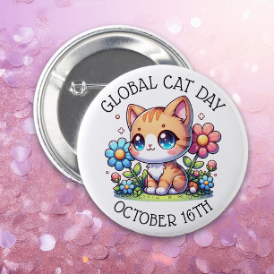 Global Cat Day October 16th 6 Cm Round Badge