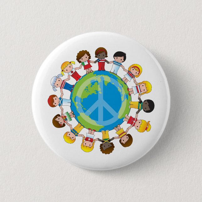 Global Children 6 Cm Round Badge (Front)