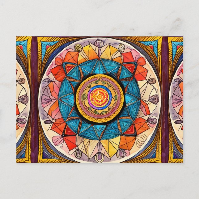 Global Community Tribal Roots Sacred Geometry Guru Postcard (Front)