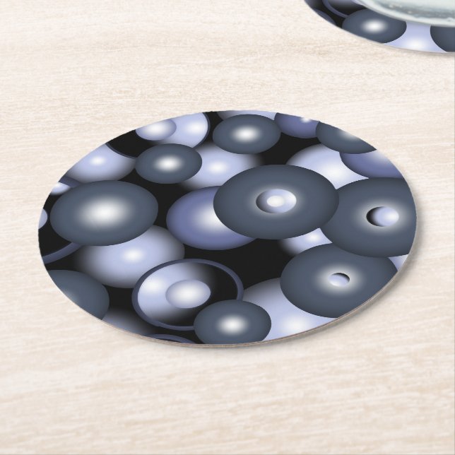 Global Concentric Circle Orbital Abstract Art Round Paper Coaster (Angled)