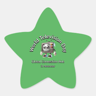 Global Connection Hub. World Television Day. Star Sticker