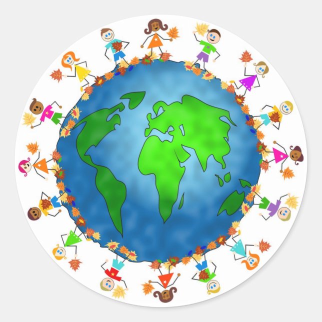 Global Fall Kids Classic Round Sticker (Front)