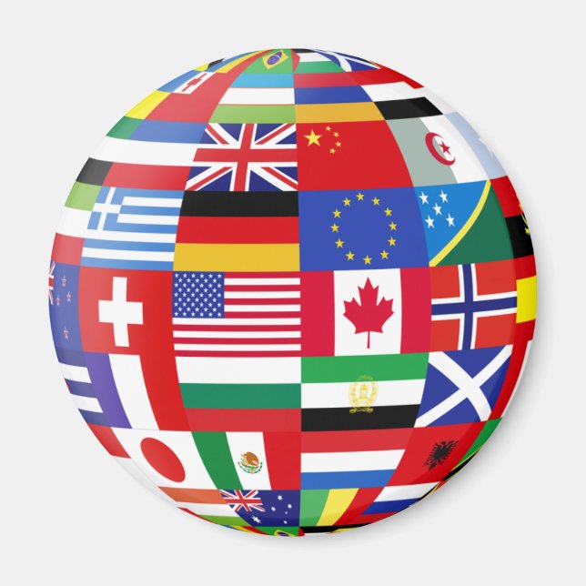 Global Flags Fridge Magnet (Front)