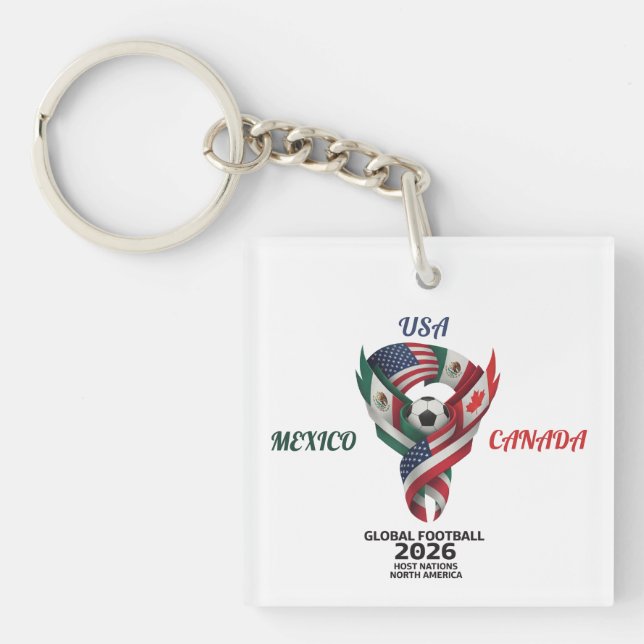 Global Football 2026 Keychain| Mexico USA Canada  Key Ring (Front)