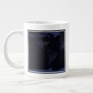 Global Map Earth's City Lights At Night. Large Coffee Mug