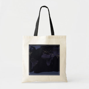 Global Map Earth's City Lights At Night. Tote Bag
