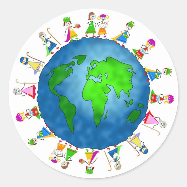 Global Nativity Kids Classic Round Sticker (Front)
