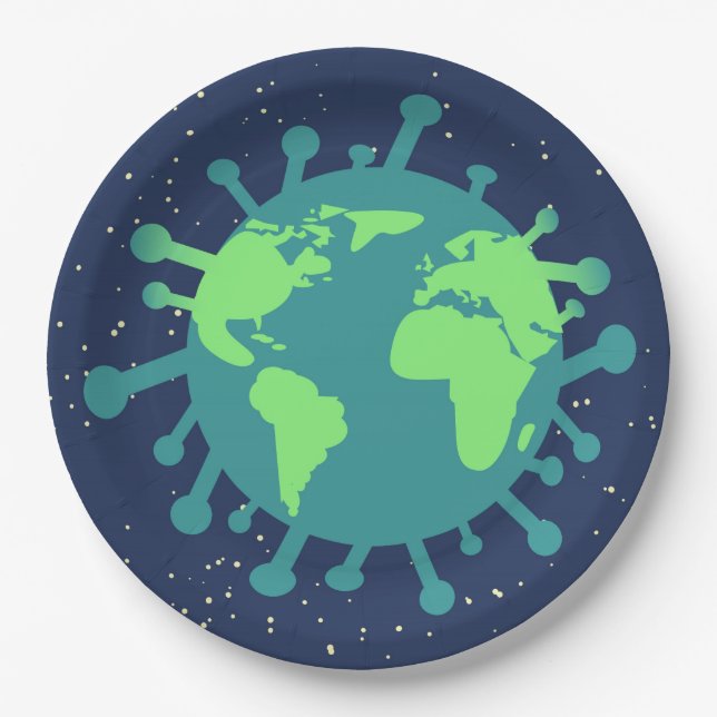 Global Pandemic (Virus Particle) (Viral Infection) Paper Plate (Front)