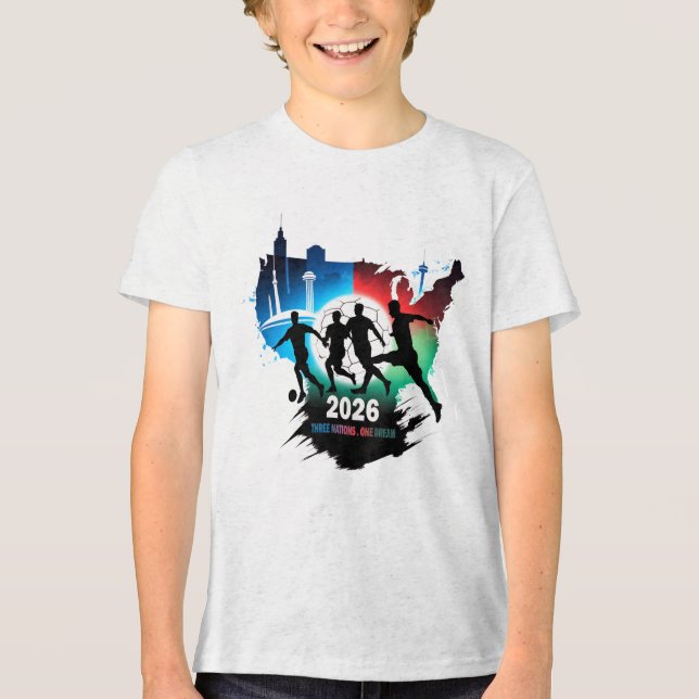 Global Soccer 2026 Three Nations. One Dream.  Tri-Blend Shirt (Front)