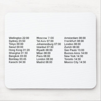 Global stock market opening hours mouse pad