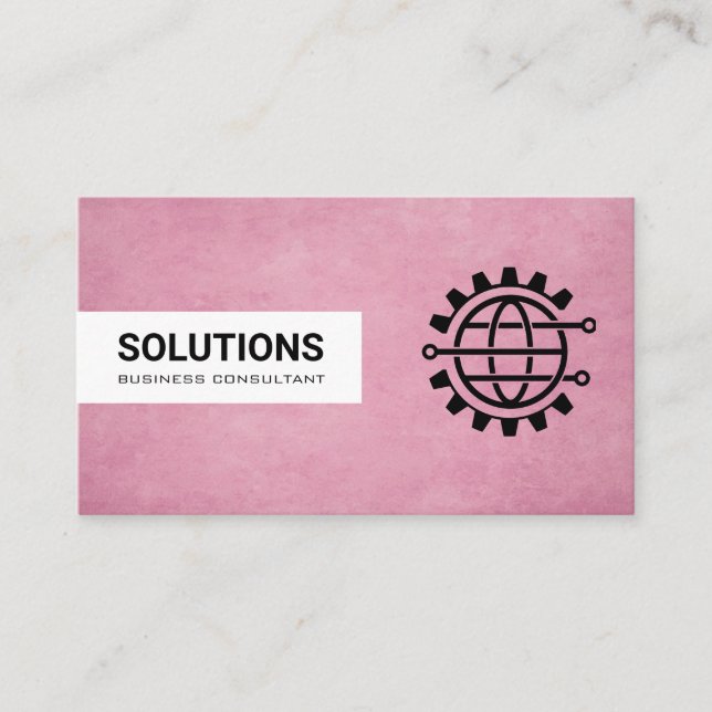 Global Tech Logo | Pink Texture Background Business Card (Front)