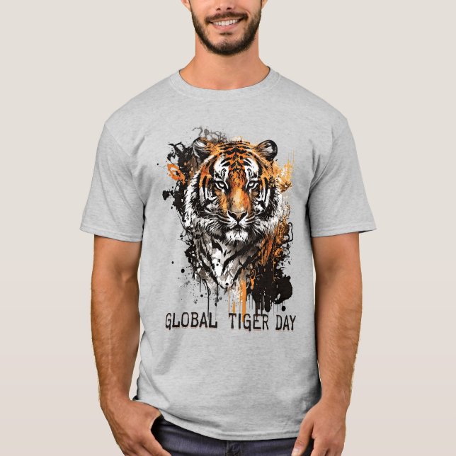 Global Tiger Day, grunge tiger T-Shirt (Front)