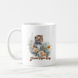 Global Tiger Day, watercolor cub Coffee Mug