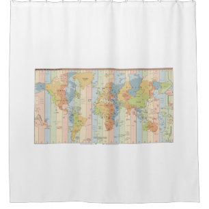 Global Time Zones Map Shower Curtain