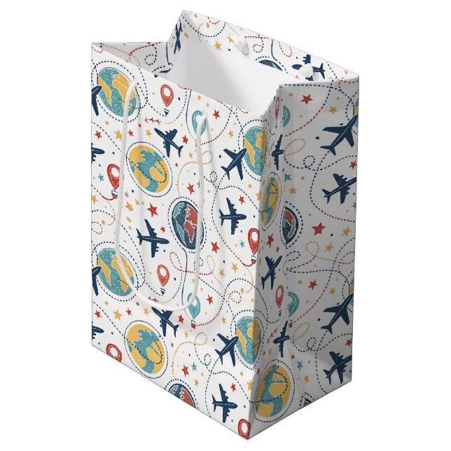 Global Travel Aviation Pattern (1) Medium Gift Bag (Front Angled)