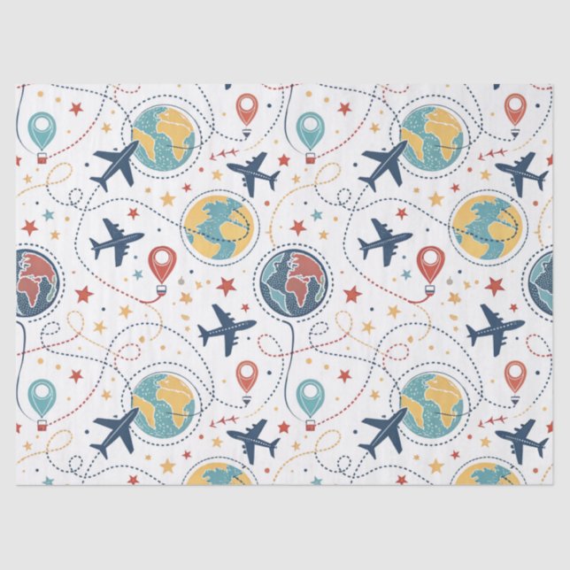 Global Travel Aviation Pattern (1) Tissue Paper (Front)