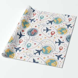 Global Travel Aviation Pattern (1) Wrapping Paper