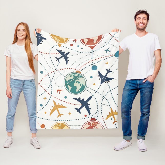 Global Travel Aviation Pattern (2) Fleece Blanket (In Situ)
