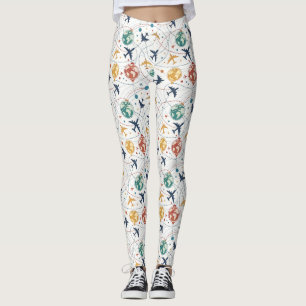 Global Travel Aviation Pattern (2) Leggings