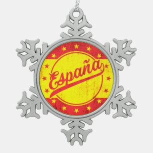 Global Traveller - España Spain Sticker Snowflake Pewter Christmas Ornament
