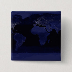 Global View of Earth's City Lights 15 Cm Square Badge
