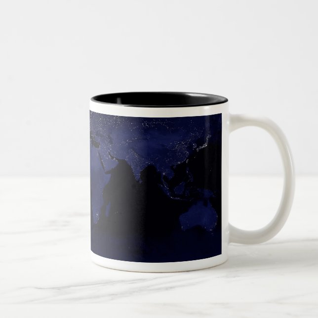Global View of Earth's City Lights Two-Tone Coffee Mug (Right)