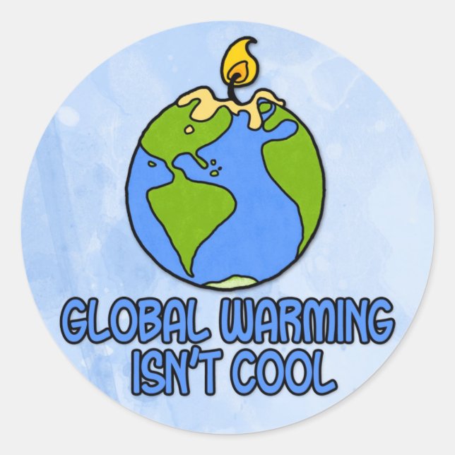 global warming classic round sticker (Front)