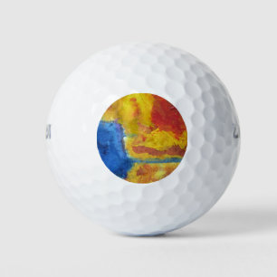Global Warming climate change orange blue abstract Golf Balls