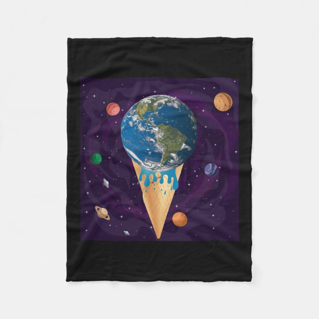 Global Warming, Environmental Protection, Globe, S Fleece Blanket (Front)