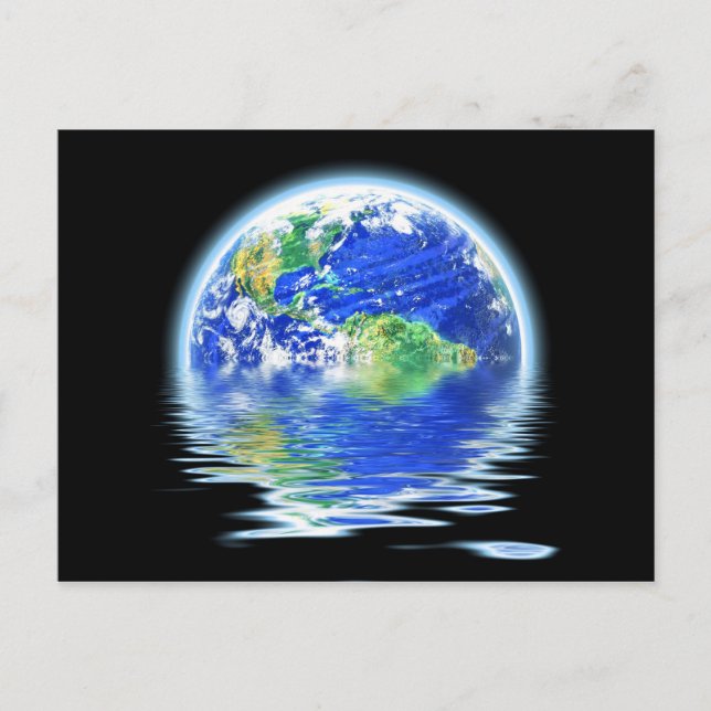 Global Warming Flooded Earth Illustration Postcard (Front)