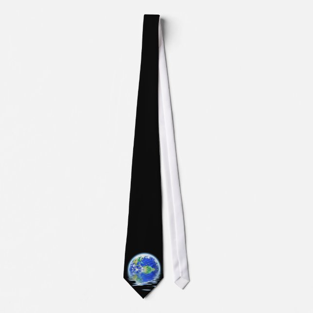 Global Warming Flooded Earth Illustration Tie (Front)