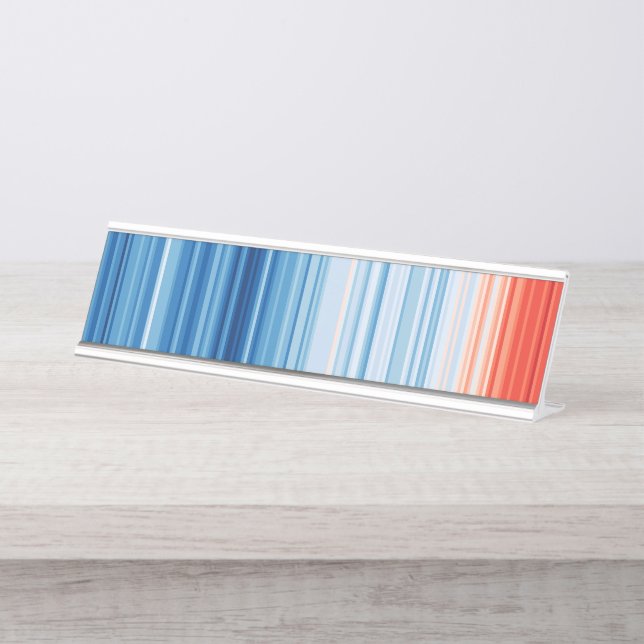 Global Warming Stripes Climate Change Crisis Earth Desk Name Plate (Front)