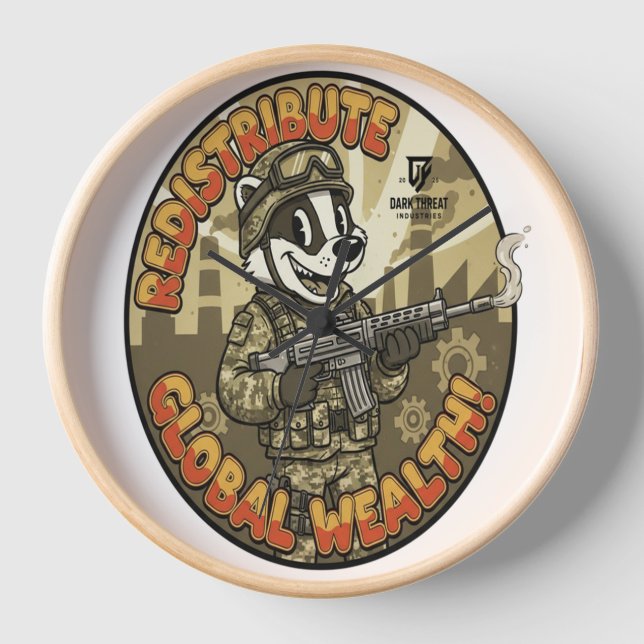 Global Wealth Badger Wall Clock (Front)