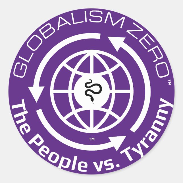 Globalism Zero™ White Circle Logo Stickers (Front)