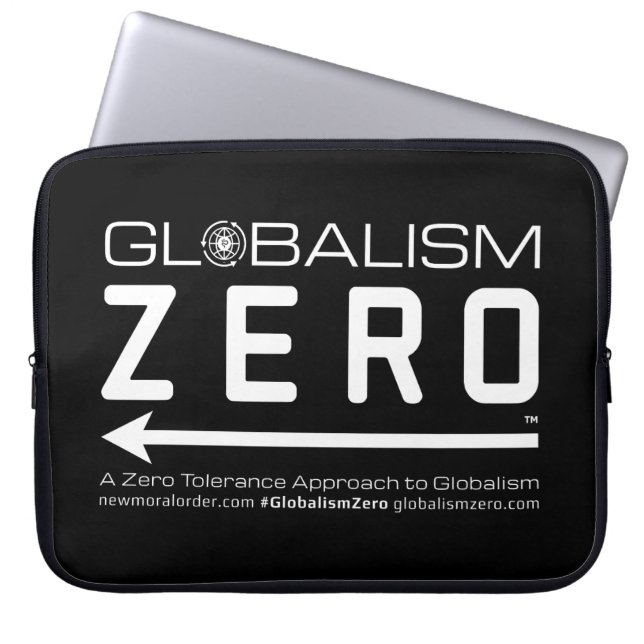 Globalism Zero™ White Stack Logo Laptop Sleeve (Front)