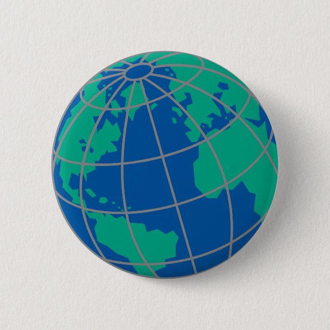 Globe 6 Cm Round Badge (Front)