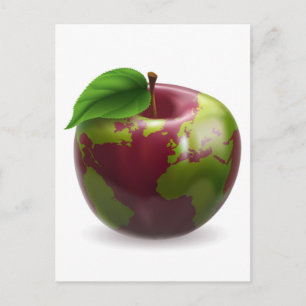 Globe Apple Concept Illustration Postcard