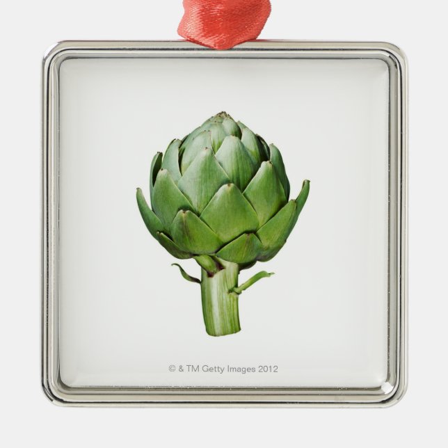 Globe Artichoke on White Background Cut Out Metal Tree Decoration (Front)
