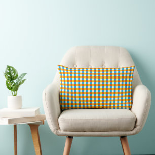 Globe Check yellow back throw pillow lumbar