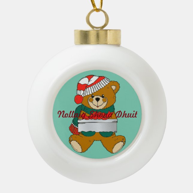 Globe Christmas Ornament Teddy Bear (Front)